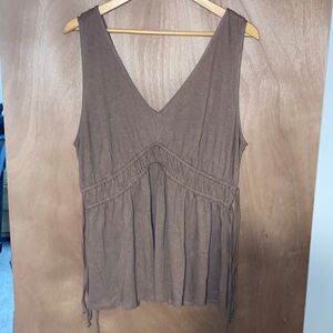 Brown Fringe Tank Top